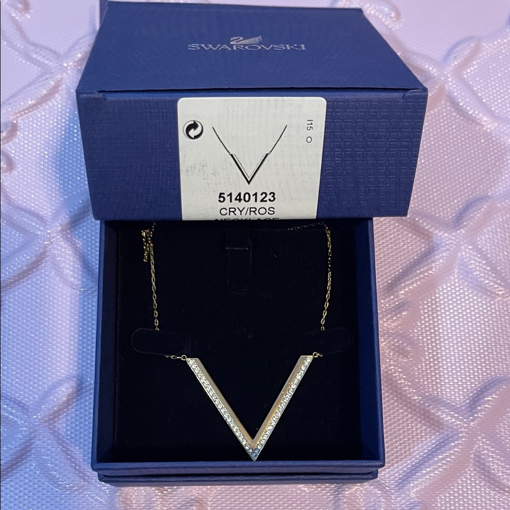 Swarovski Rose Gold V-Shaped Necklace